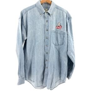Vintage 90s Dilbert Office Depot Embroidered Oversized Denim Button-Up Shirt